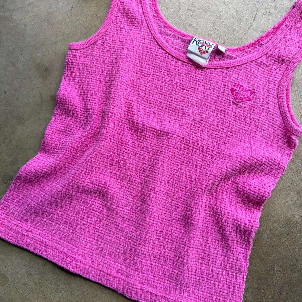 Vintage y2k Roxy pink tank top with textured weave - Picture 2 of 7